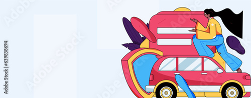 Buying insurance for car flat character vector concept operation illustration 