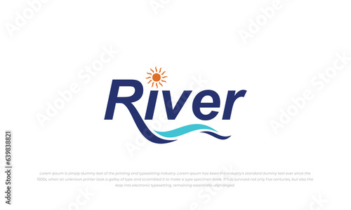 logotype, typography logo for River with tail letter R as wave creek