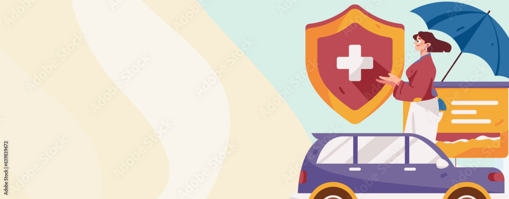 Naklejka premium Buying insurance for car flat character vector concept operation illustration 