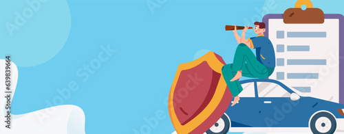 Buying insurance for car flat character vector concept operation illustration

