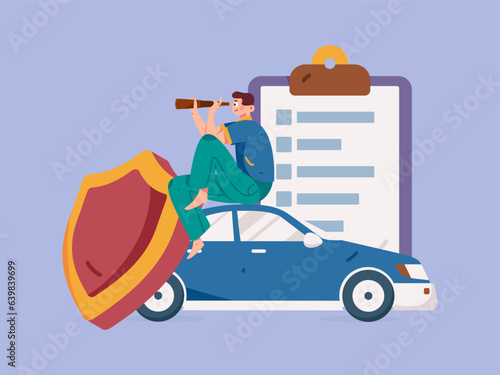 Buying insurance for car flat character vector concept operation illustration
