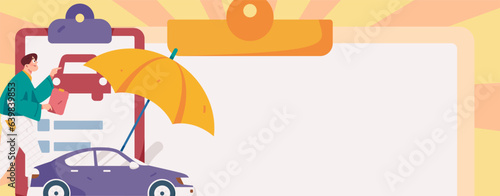Buying insurance for car flat character vector concept operation illustration
