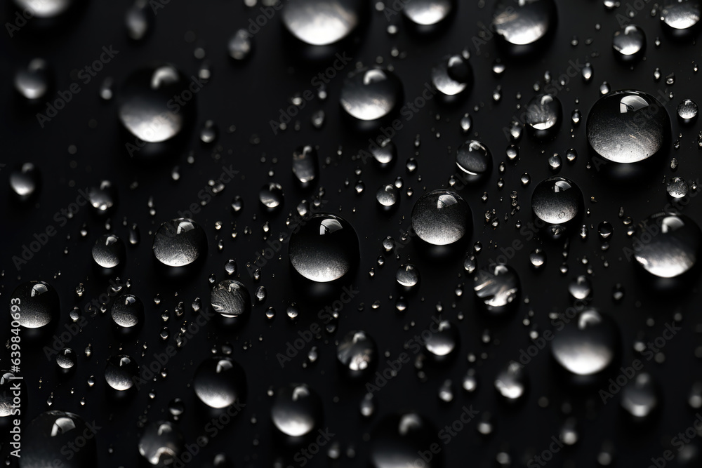 Intimate Details in Extreme Close-Up of Glistening Drops, Captivating Study in Microcosmic Beauty. Generative AI.