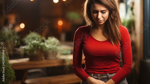 Ailing Spirit  Young Woman Expressing Pain and Sadness  Indoors 