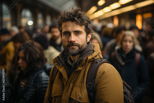 crowd of people in underground in peak hour photo