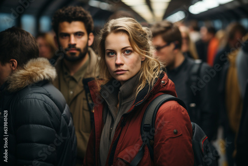 crowd of people in underground in peak hour