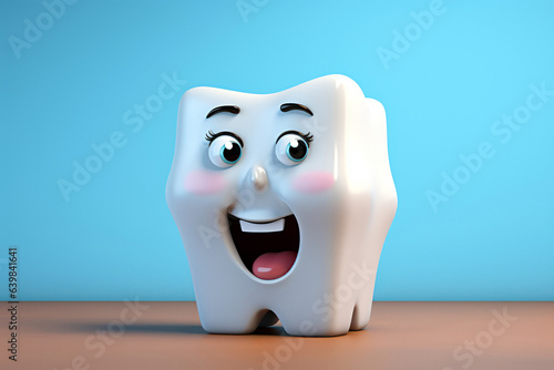 happy tooth Cartoon dental character. Cute dentist mascot. Oral health and dental inspection teeth. Medical dentist tool. 