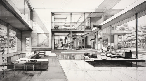 Residential House Concept, Architecture Sketch, Design