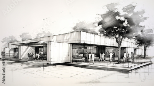 Residential House Concept, Architecture Sketch, Design