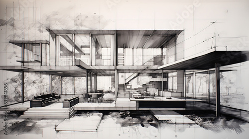 Residential House Concept, Architecture Sketch, Design