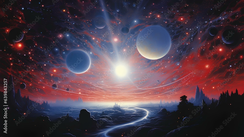 Fantastic space background with planets, space and shining stars.