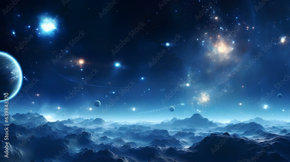 Fantastic space background with planets, space and shining stars. - obrazy, fototapety, plakaty 