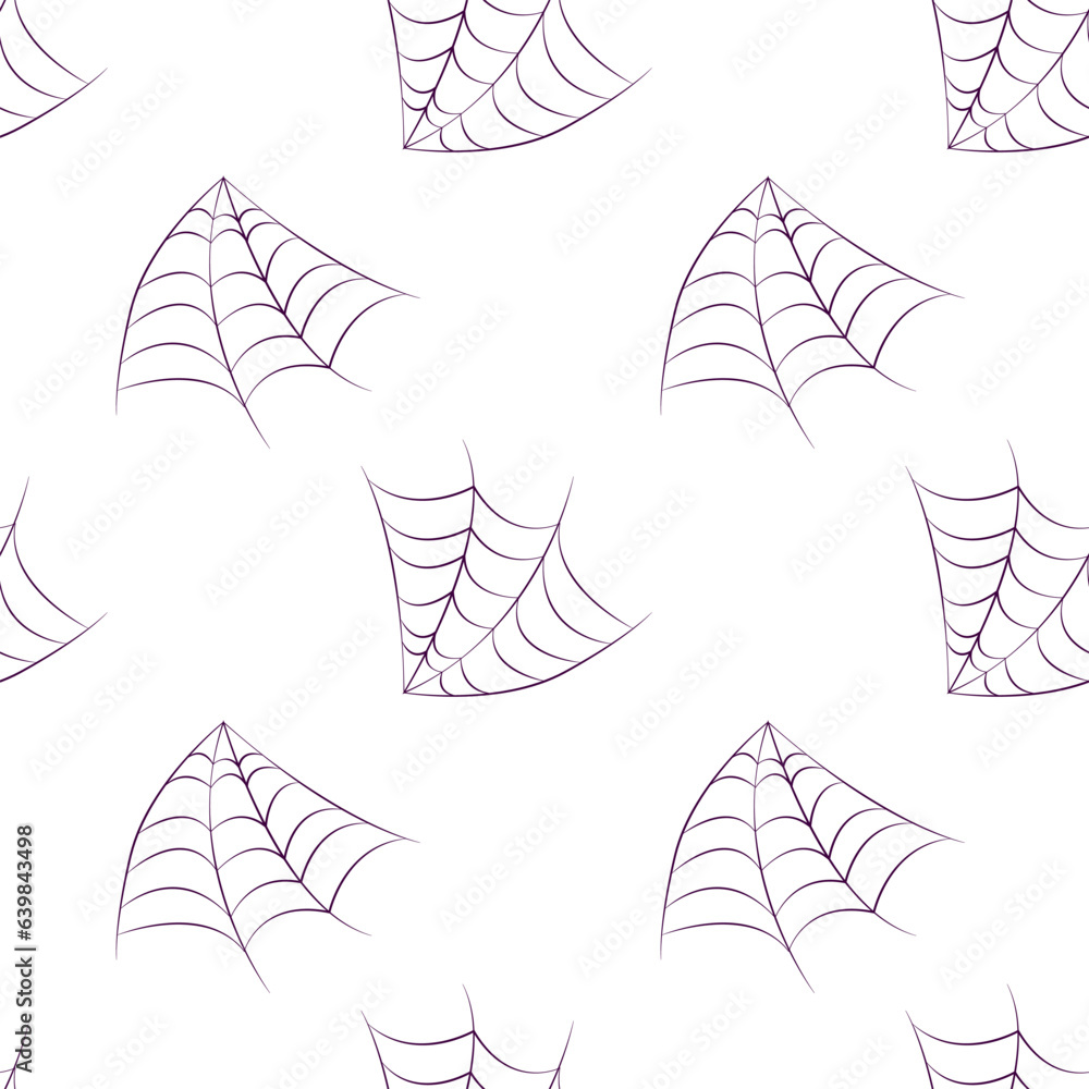Fototapeta premium Corner spider web seamless pattern. Halloween cobwebs.