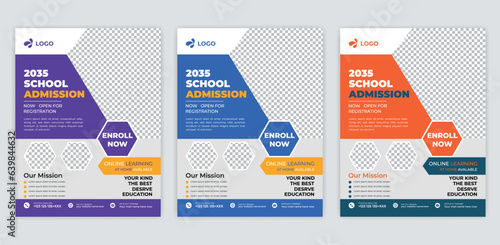 School admission flyer design, kids education leaflet brochure, cover layout School Admission Open Flyer Design Template Vector Education Center poster, Kids Education Flyer Template.