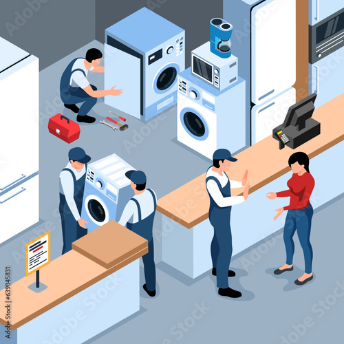 Isometric Appliances Repair Composition