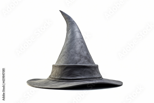 Gray witch hat on white background