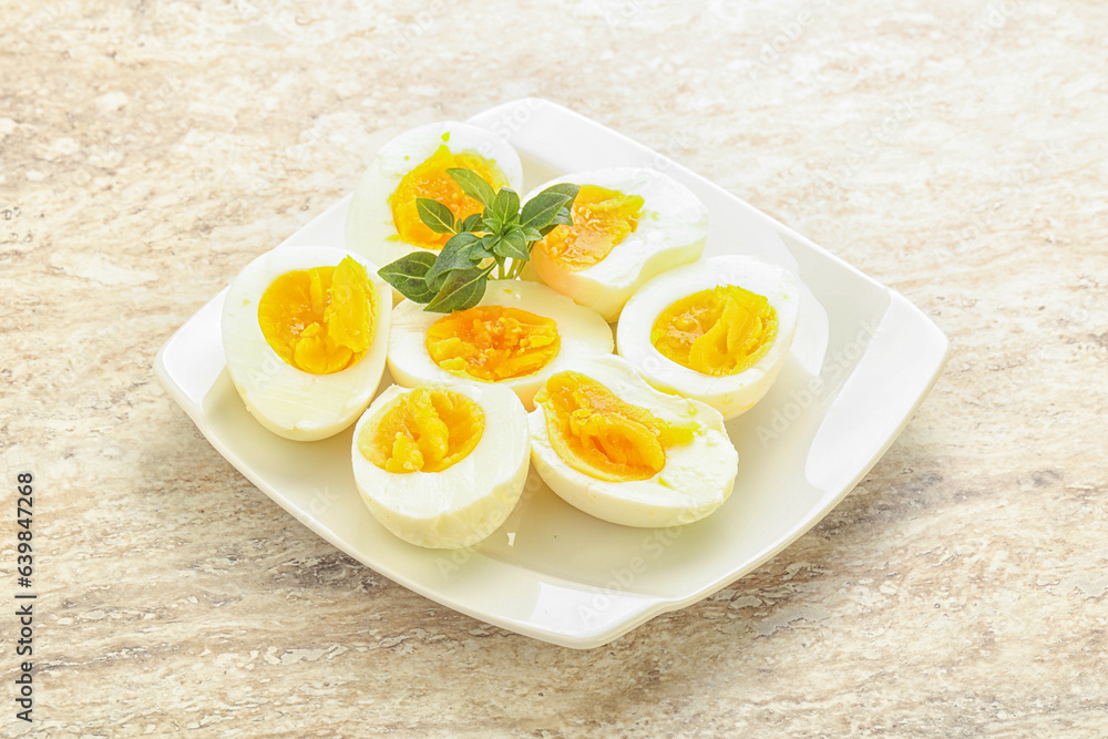 Fototapeta premium Boiled chicken egg for breakfast