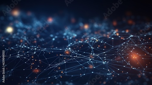 Wallpaper Mural Technology background with connected dots on 3D wave landscape. Data science, particles, digital world, virtual reality, cyberspace, metaverse concept Torontodigital.ca