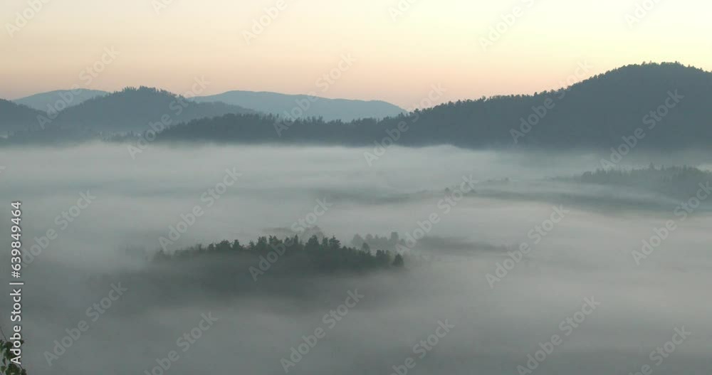 Time-lapse of the morning mist in the mountain valley, Croatia Time-lapse of the morning mist in the mountain valley, Croatia