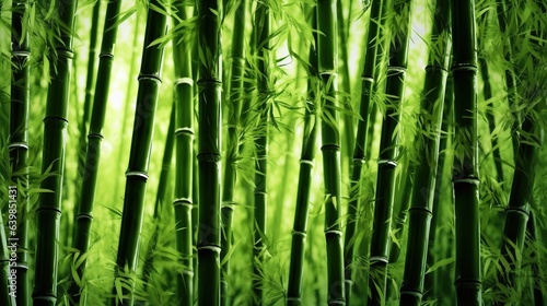 Green bamboo forest background.