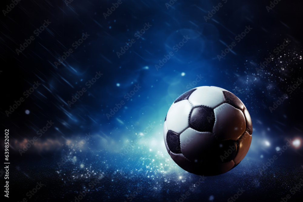 Naklejka premium Football/soccer with spotlight and dark background