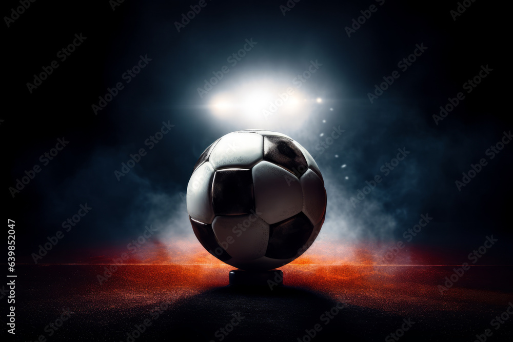 Football/soccer with spotlight and dark background