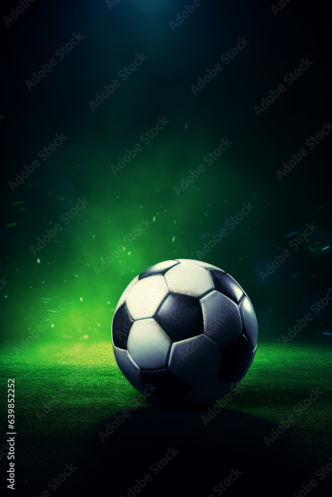 Fototapeta premium Football/soccer with spotlight and dark background