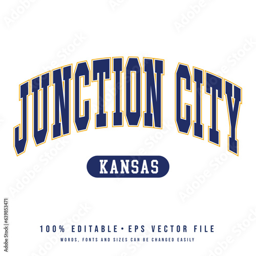 Junction City text effect vector. Vintage editable college t-shirt design printable text effect vector photo