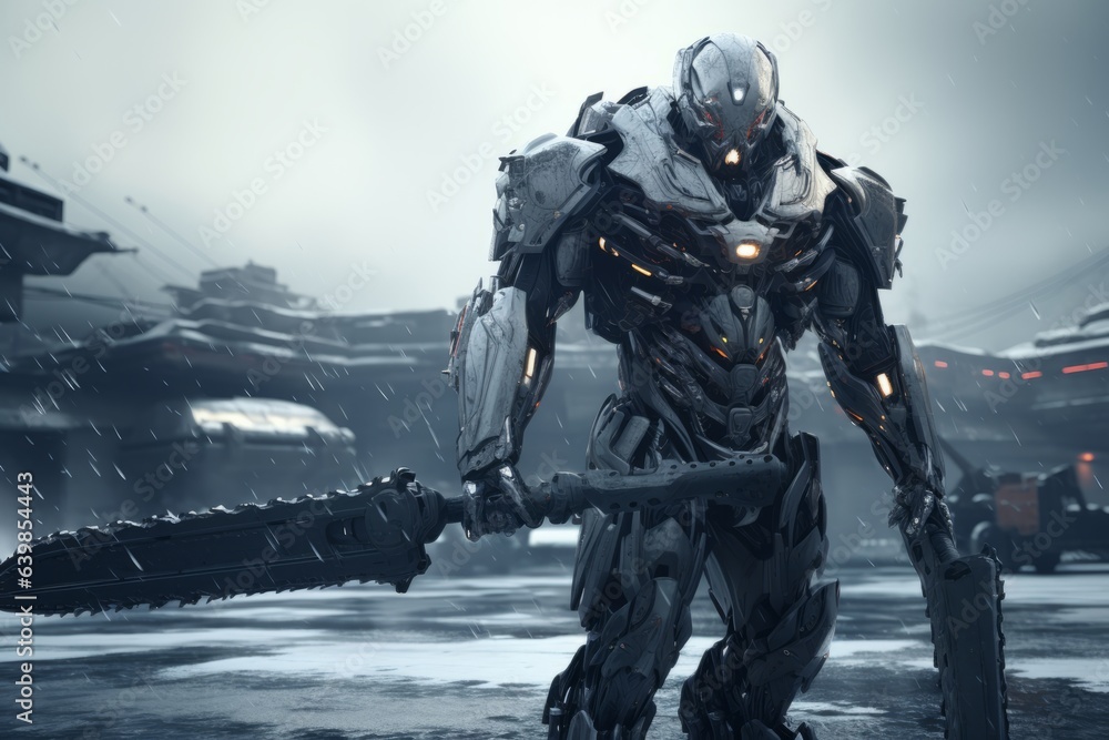 A massive robot with huge double swords. Blade of Progress A massive robot with huge double swords. Blade of Progress