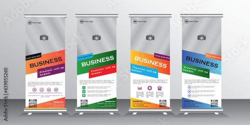Roll up banner stand template design, vertical banner, pull up and standees banner