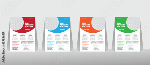 Creative and modern online school kids education admission flyer poster layout design template.