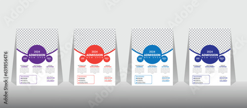 Creative and modern online school kids education admission flyer poster layout design template.