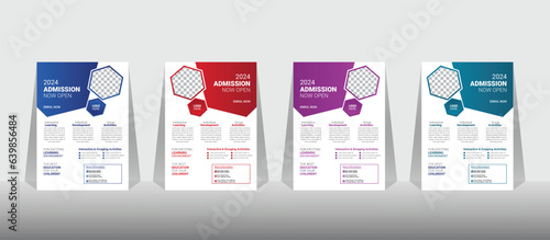 Creative and modern online school kids education admission flyer poster layout design template.