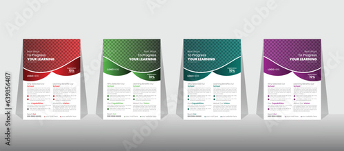 Creative and modern online school kids education admission flyer poster layout design template.
