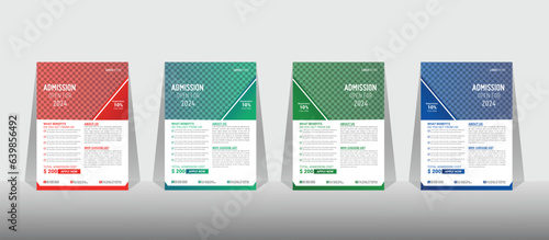 Creative and modern online school kids education admission flyer poster layout design template.