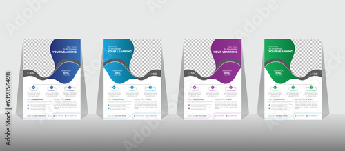 Creative and modern online school kids education admission flyer poster layout design template.