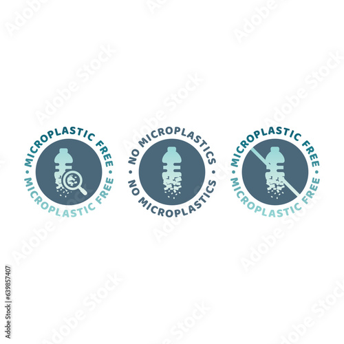 Microplasstic free vector label. No micropastics colorful sticker.