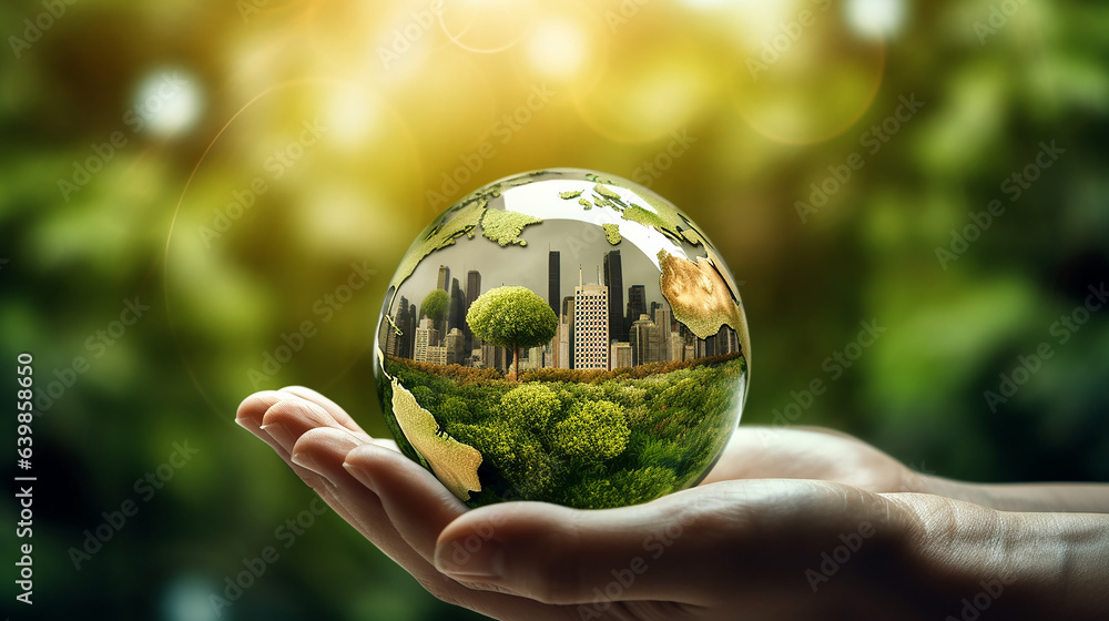 eco concept green glass ball. eco concept green glass ball.