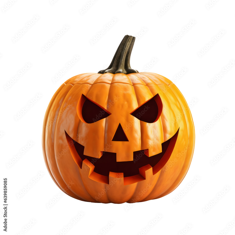 Fototapeta premium Haunted Pumpkin, Spooky Jack-o'-Lantern, Halloween pumpkins on transparent background.