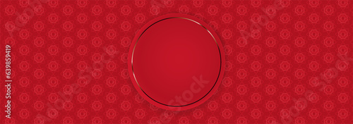 Isolated frame with a gold border on a red background with a pattern