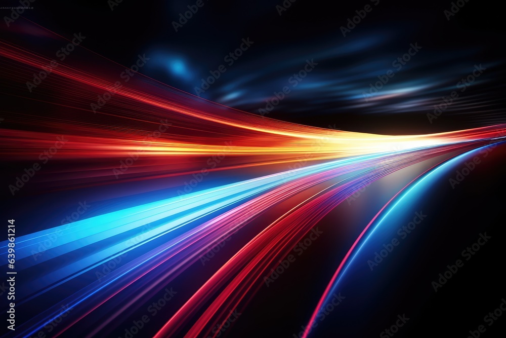 Colorful light trails with motion effect