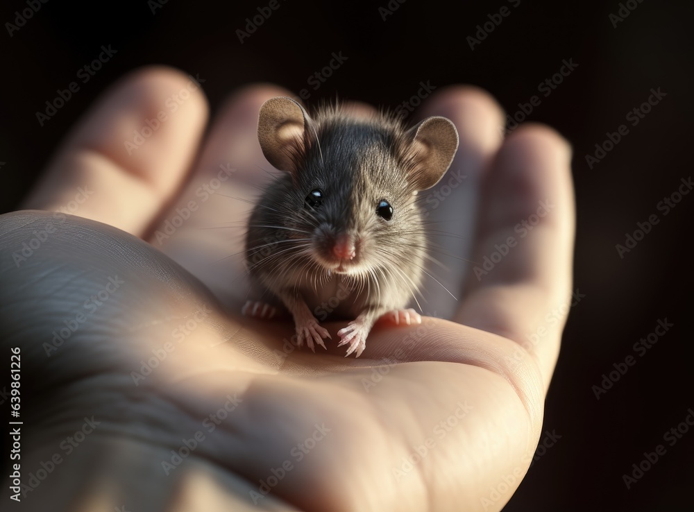 Hands holding a domestic gray little hamster. Hands holding a domestic gray little hamster.