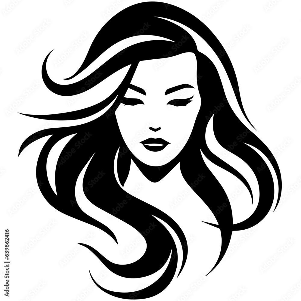 Beauty saloon logo and Woman face and hair logo vector Stock Vector ...
