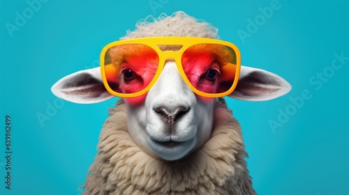 cartoon character sheep head wearing tinted glasses