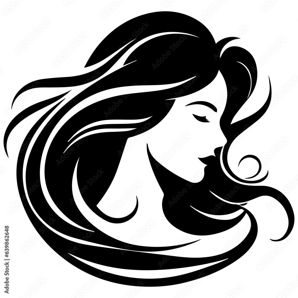 Beauty saloon logo and Woman face and hair logo vector Beauty saloon logo and Woman face and hair logo vector