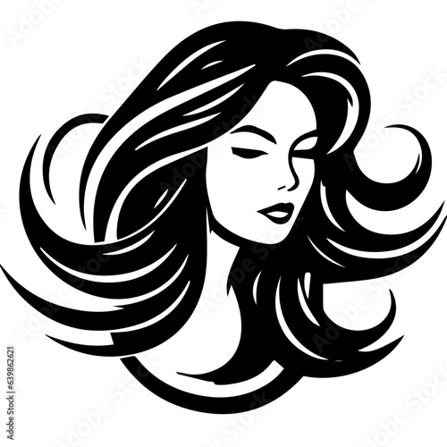 Beauty saloon logo and Woman face and hair logo vector