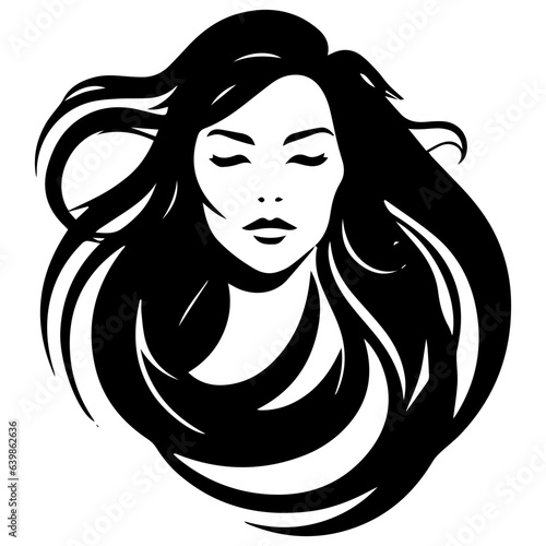 Beauty saloon logo and Woman face and hair logo vector