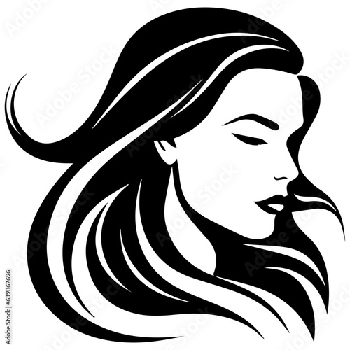 Beauty saloon logo and Woman face and hair logo vector