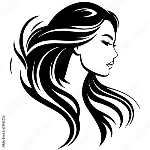 Beauty saloon logo and Woman face and hair logo vector