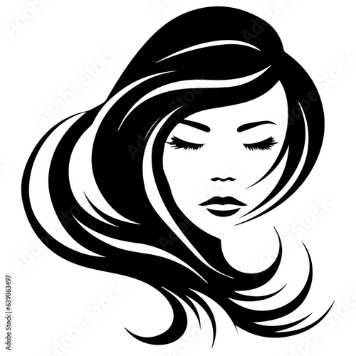 Beauty saloon logo and Woman face and hair logo vector